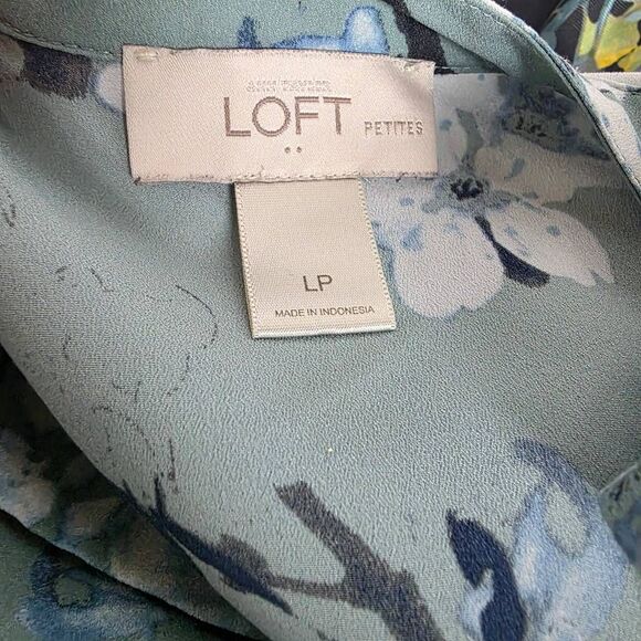 LOFT Petites Sage Green Floral Sleeveless Dress Size LP - Picture 7 of 9